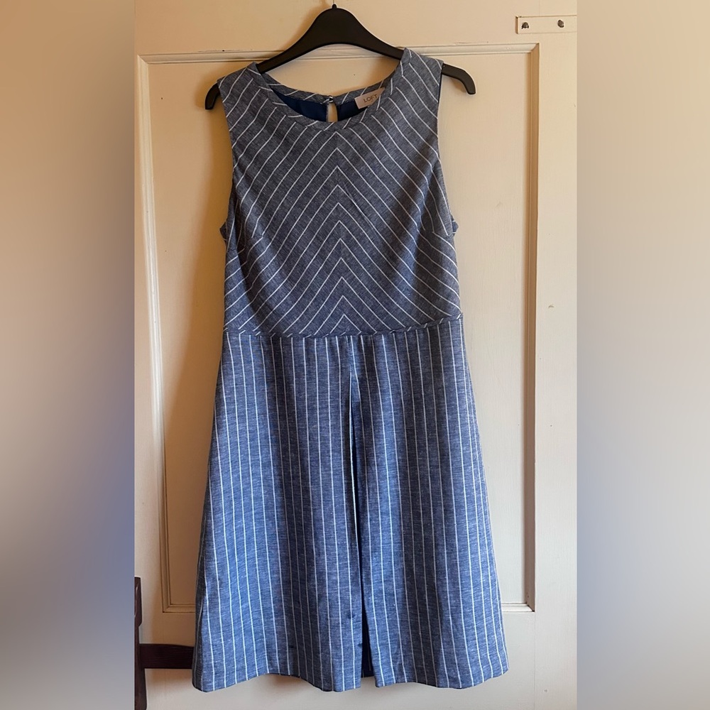 LOFT Blue A-Line Sleeveless Dress with Cute Cross Detail in back
